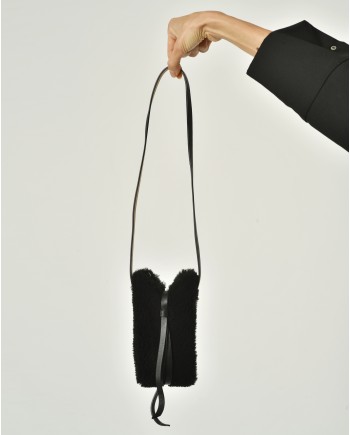 Pochette en fourrure à finitions en cuir Anita Bilardi