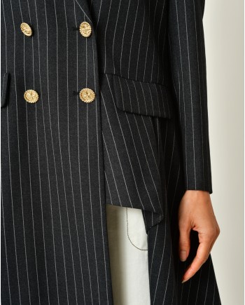 Manteau asymétrique à rayures Edward Achour 