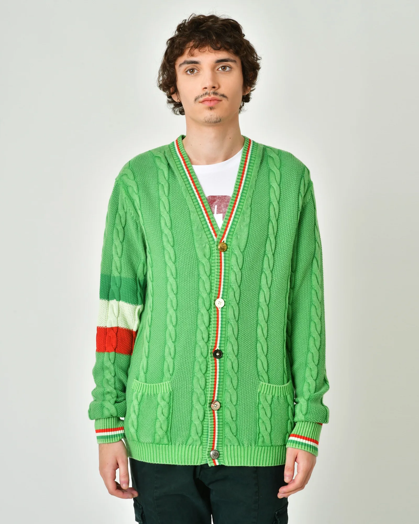 Cardigan en laine et coton à boutons Gabriele Pasini