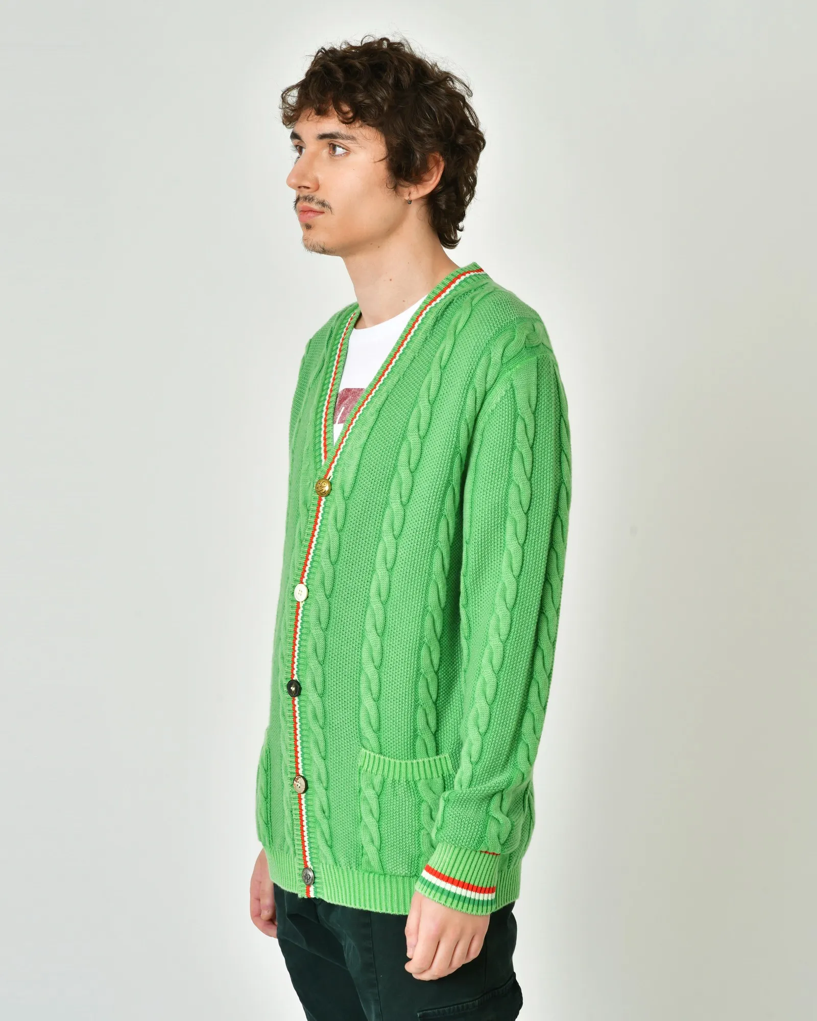 Cardigan en laine et coton à boutons Gabriele Pasini