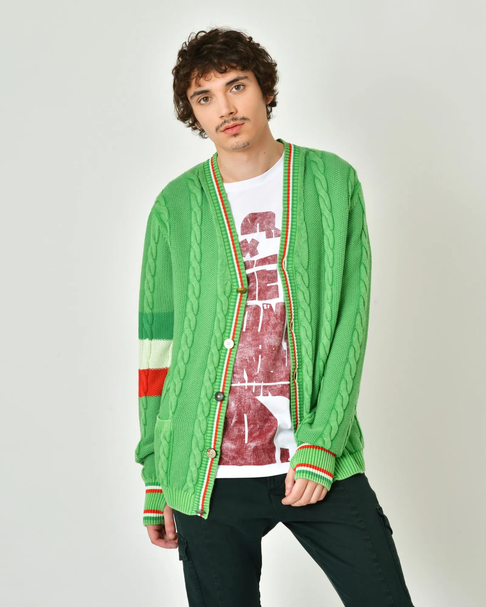 Cardigan en laine et coton à boutons Gabriele Pasini
