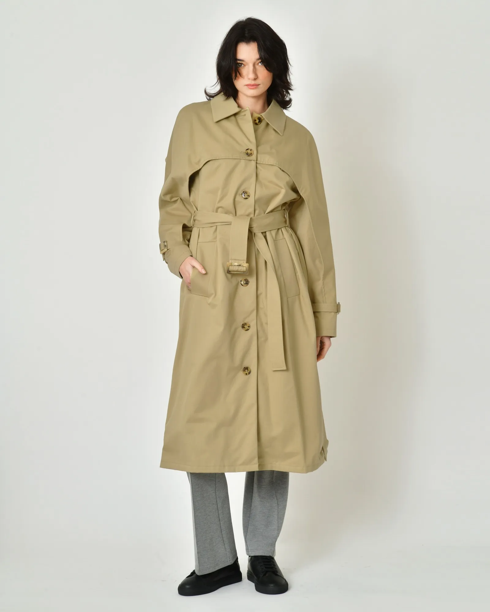 Trench-coat en gabardine de coton Paule Ka 