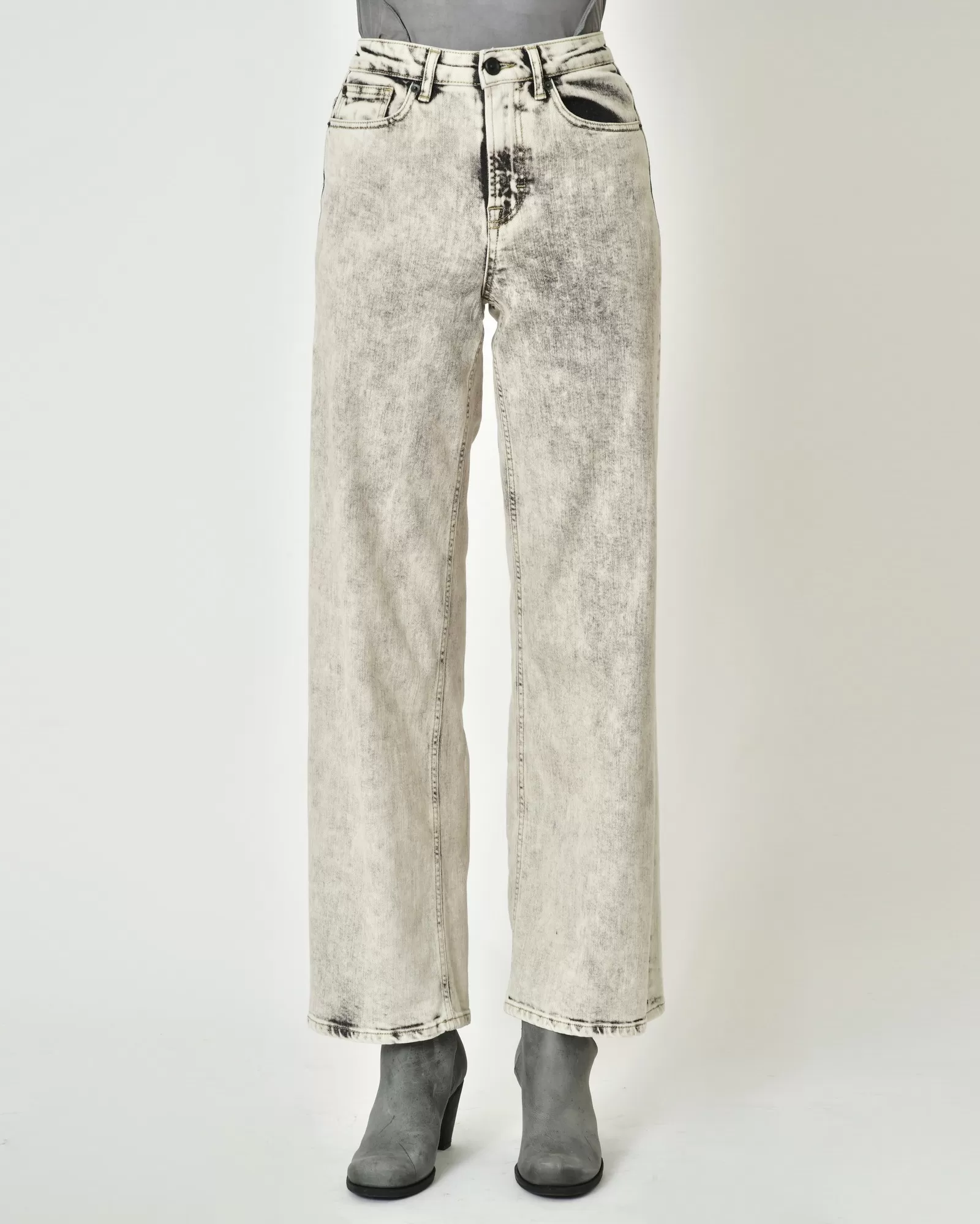 Jean gris taille haute évasé Nostra Santissima