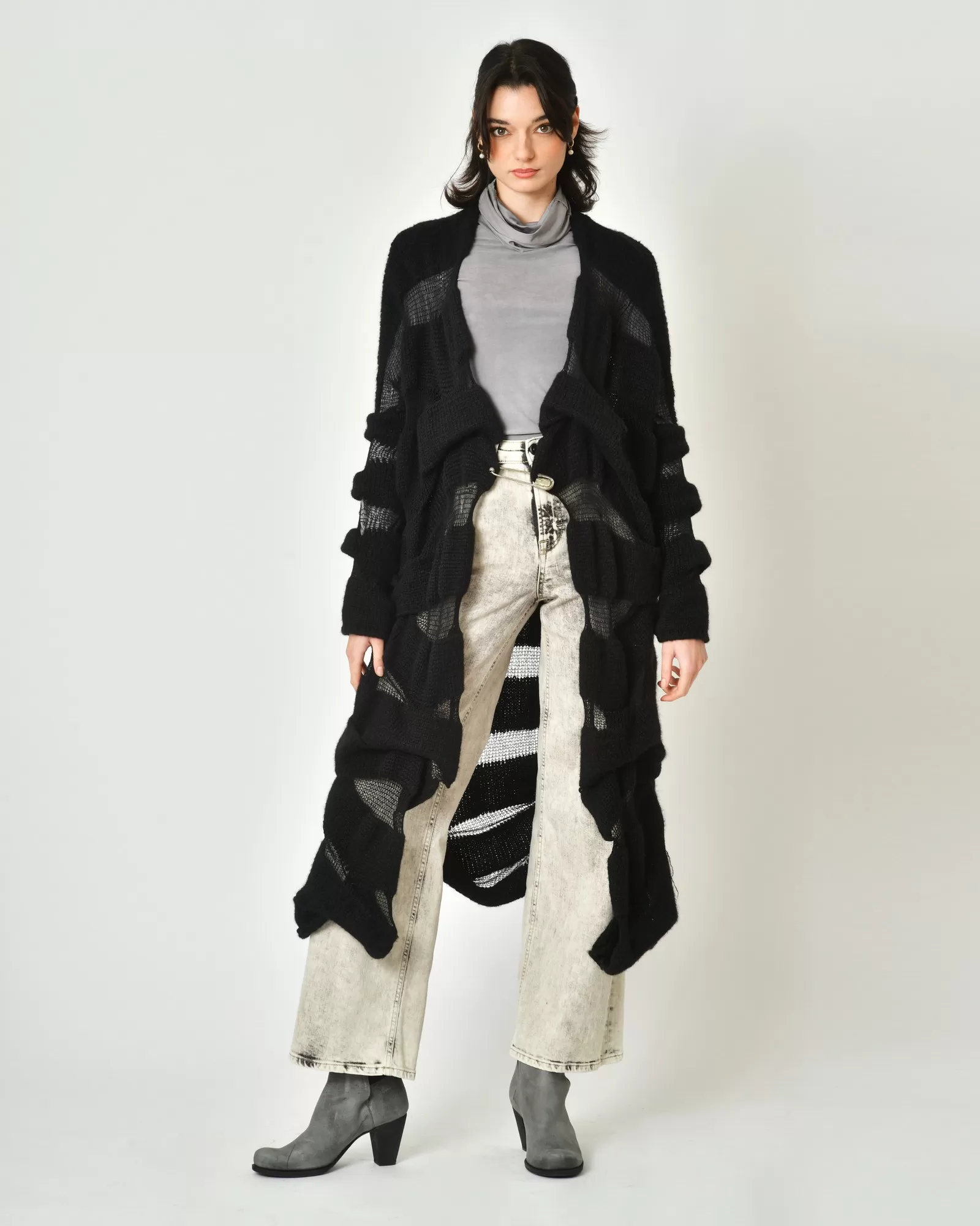 Jean gris taille haute évasé Nostra Santissima