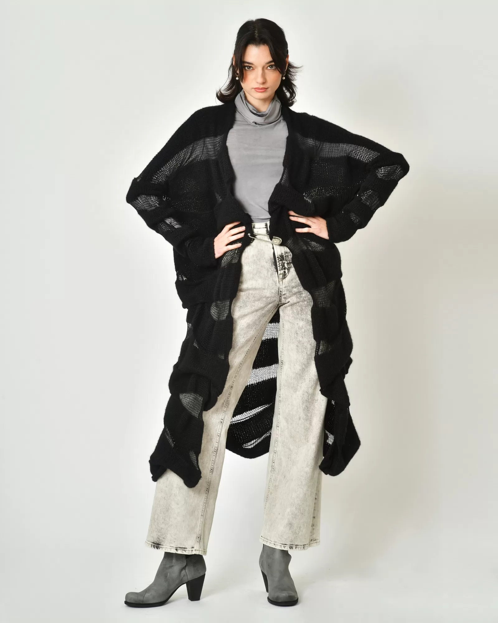 Jean gris taille haute évasé Nostra Santissima