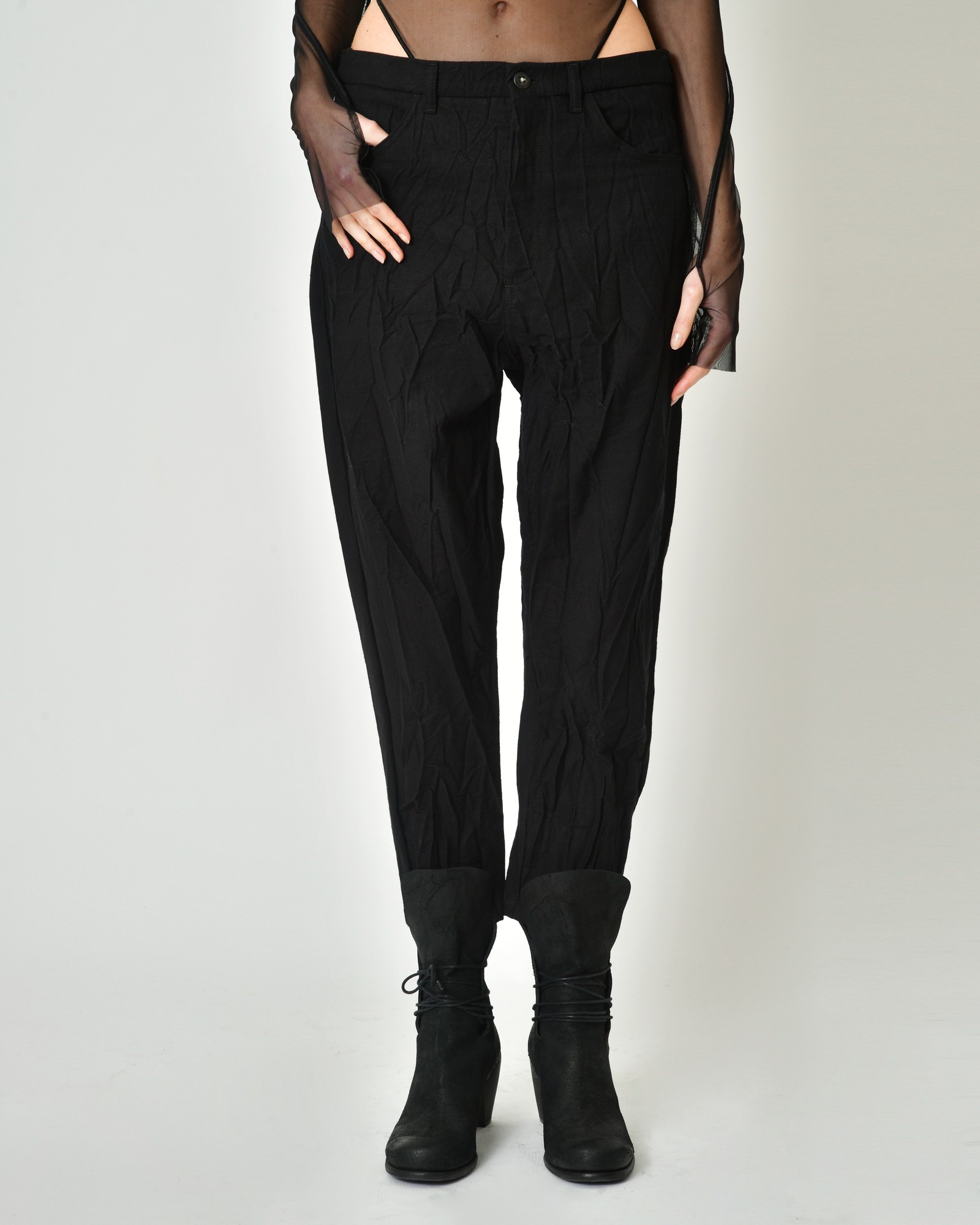 Pantalon Fluide Noir Effet Froissé Cop Copine Modèle Kesso Taille 38 - En Polyester - Occasion Très Bon état