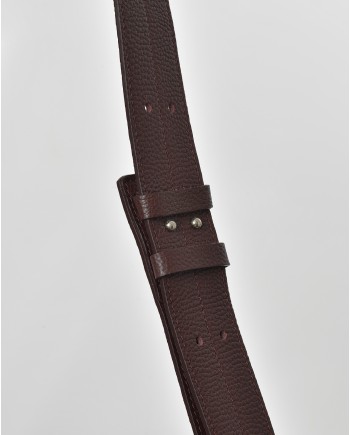 Sac porté épaule en cuir texturé bordeaux Falorni 