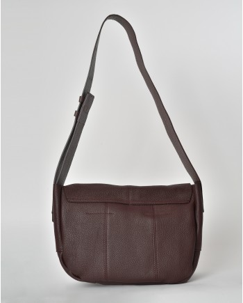 Sac porté épaule en cuir texturé bordeaux Falorni 