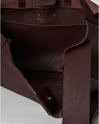 Sac porté épaule en cuir texturé bordeaux Falorni 