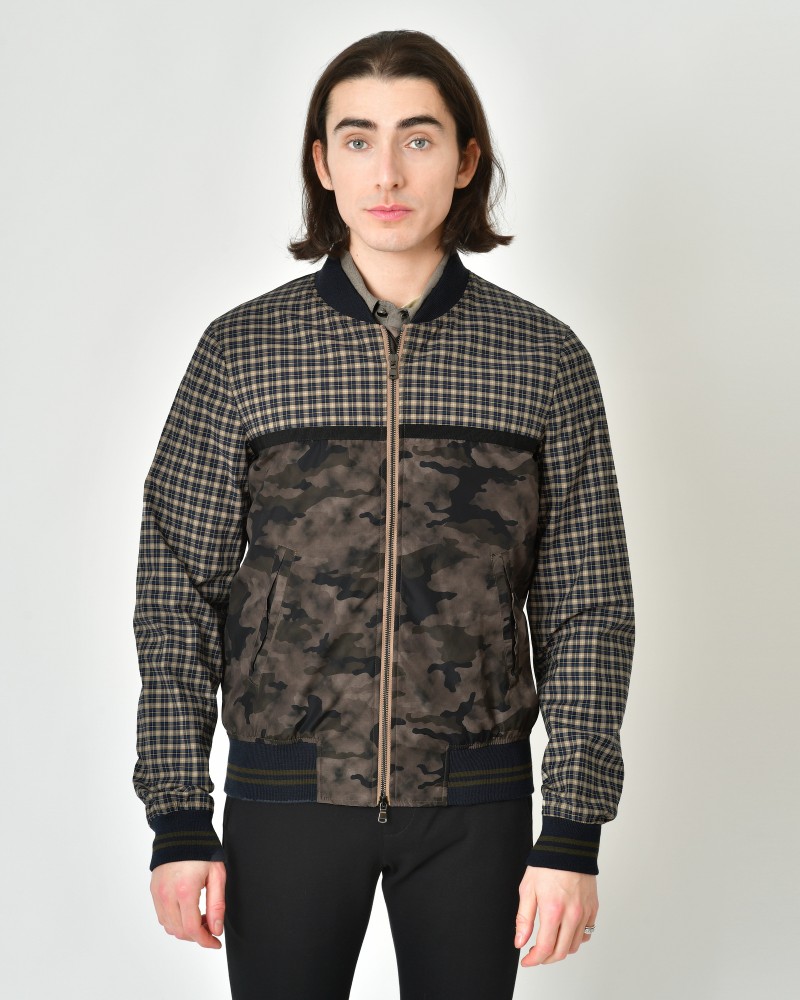 Blouson à imprimé carreaux et camouflage Ly Adams