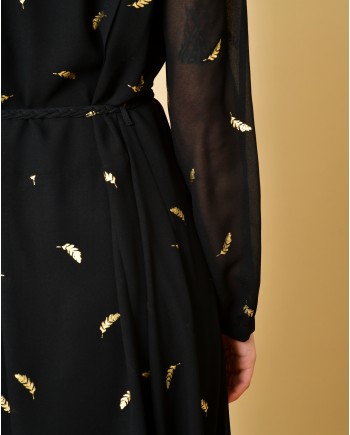 Robe à imprimés plumes Chemins Blancs 