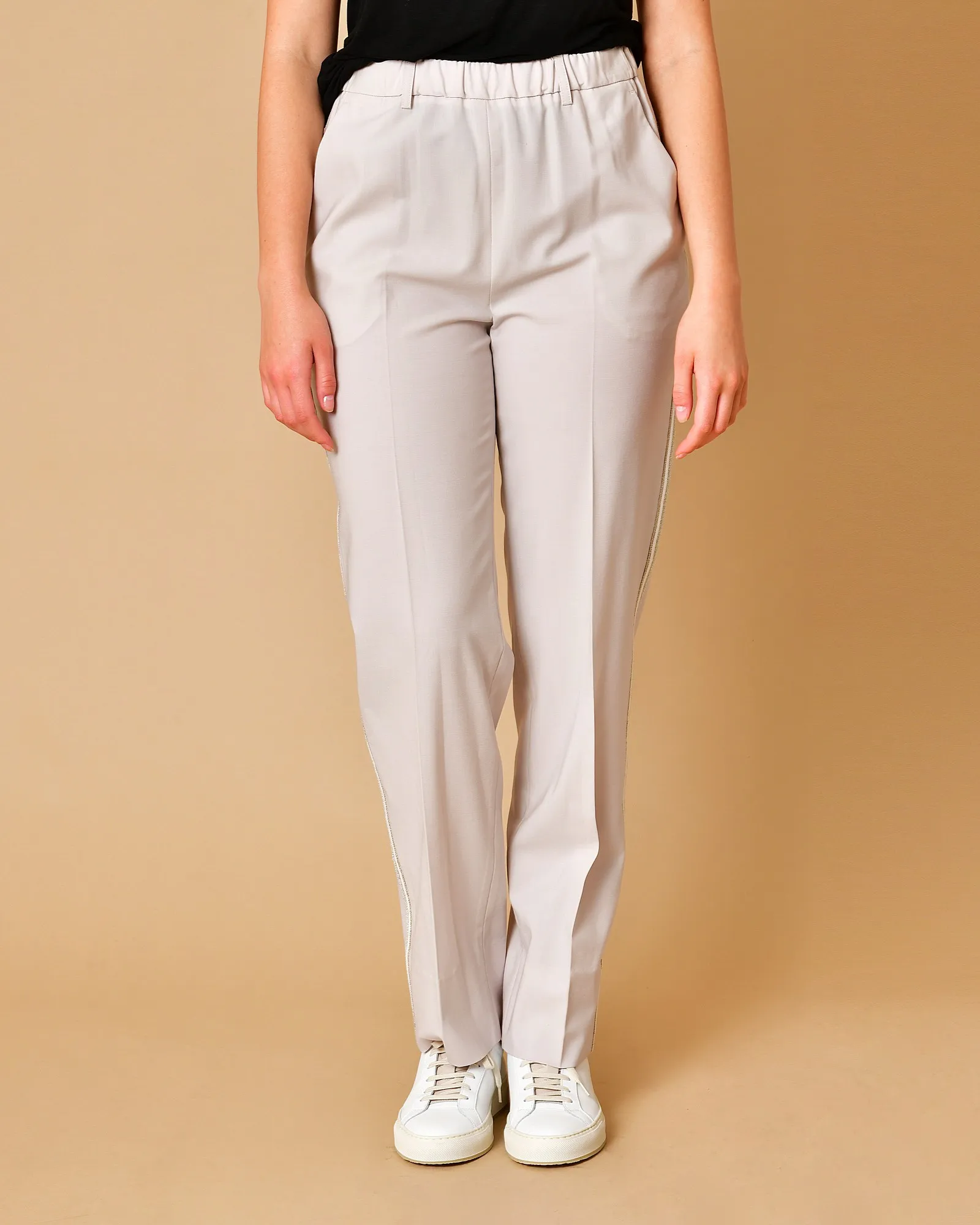 Pantalon droit couleur taupe Lorena Antoniazzi 