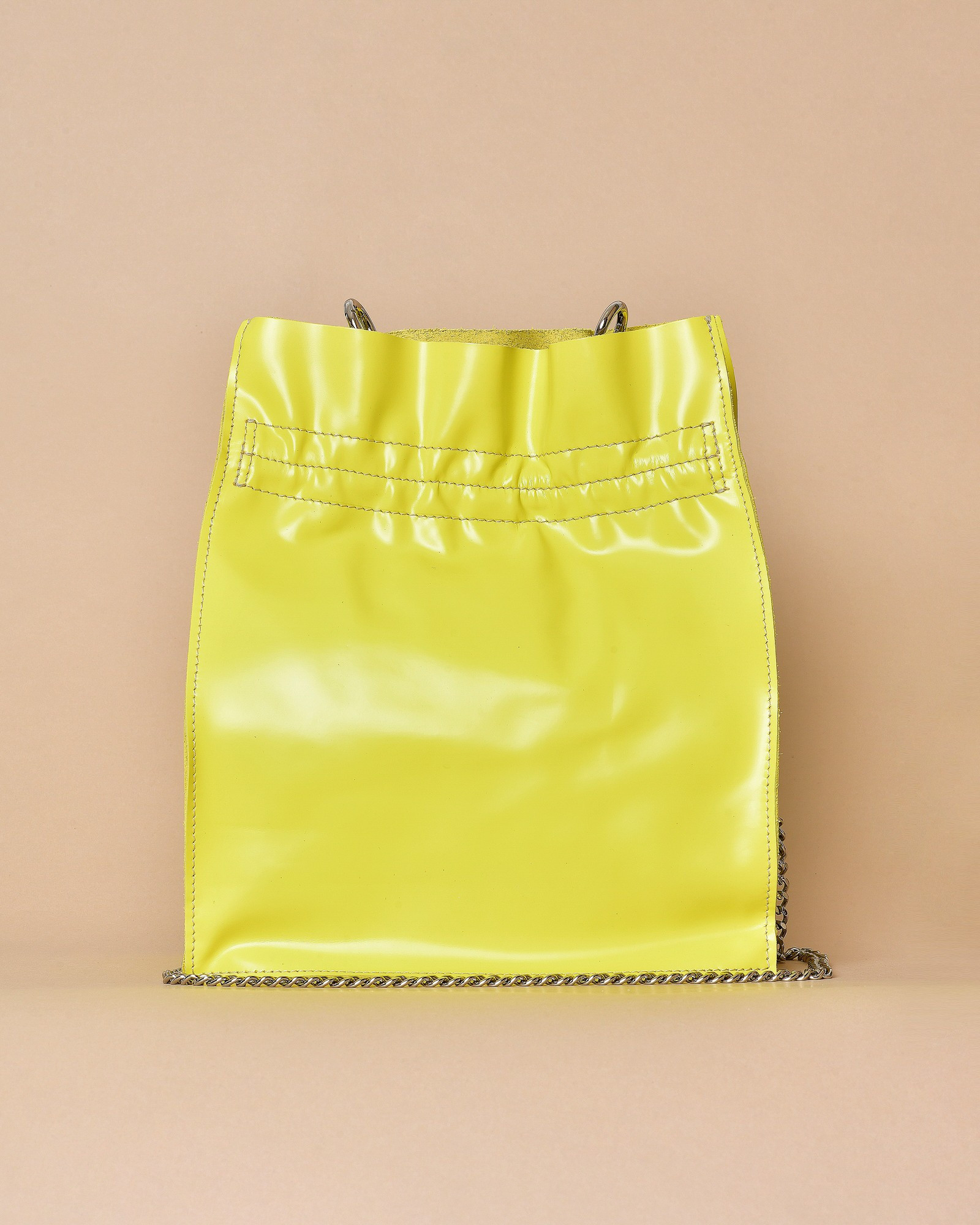 Sac à main jaune mimosa en cuir surpiqué Falorni 