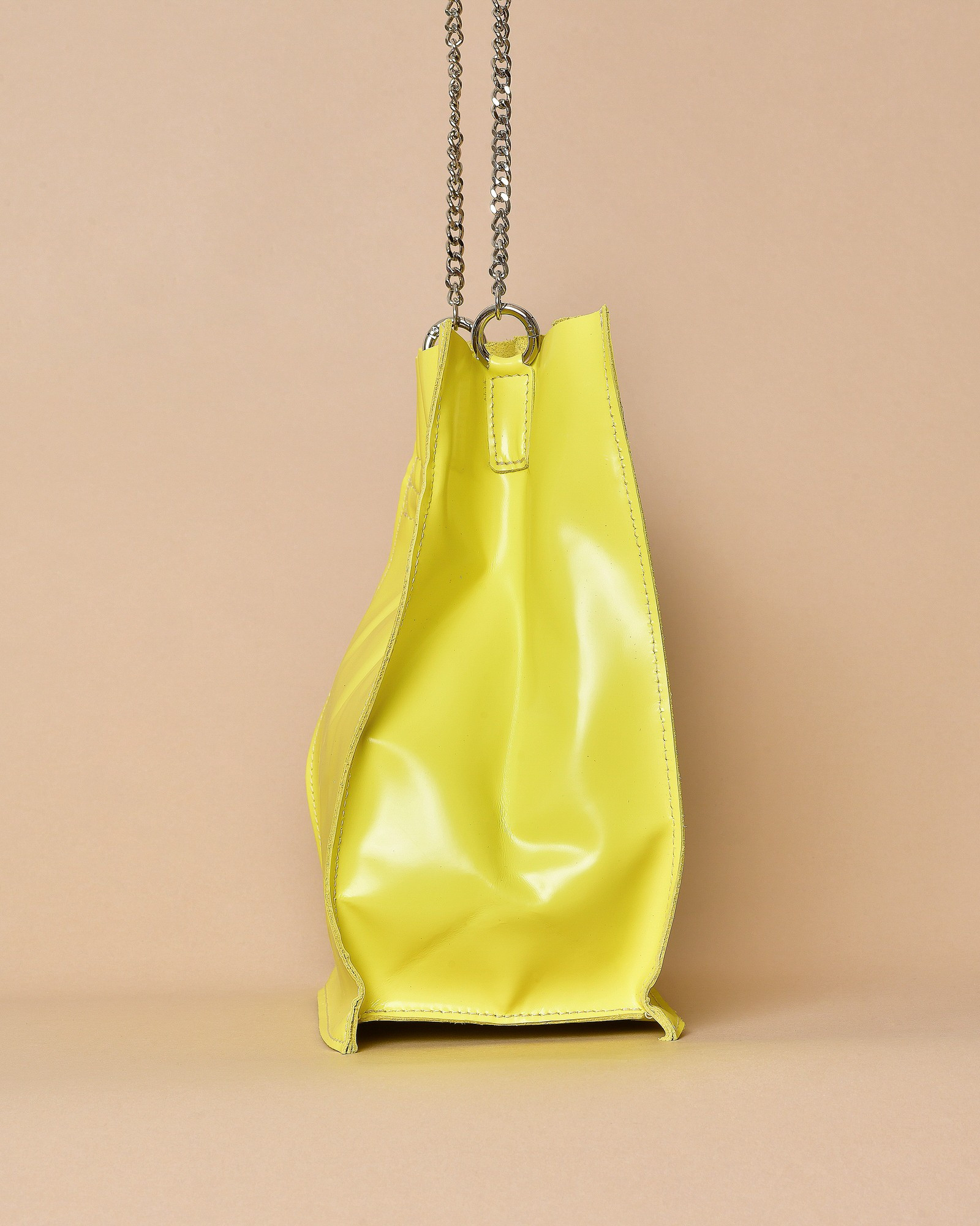 Sac à main jaune mimosa en cuir surpiqué Falorni 
