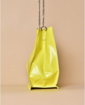 Sac à main jaune mimosa en cuir surpiqué Falorni 