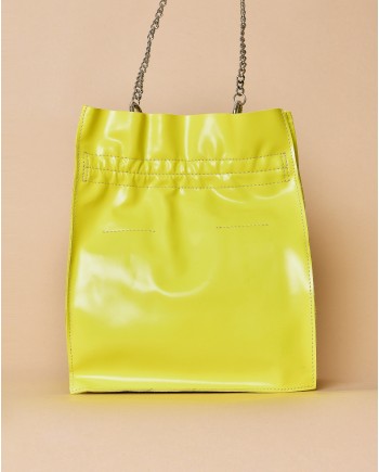 Sac à main jaune mimosa en cuir surpiqué Falorni 