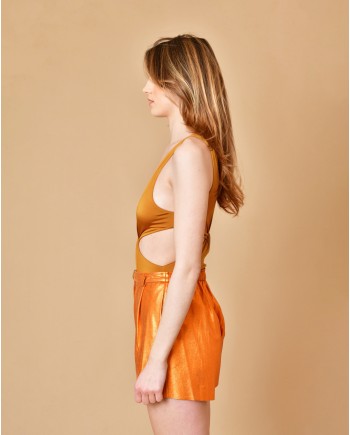 Short en cuir à pinces Forte-Forte 