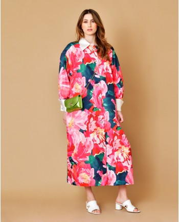 Robe longue à motif floraux Edward Achour 