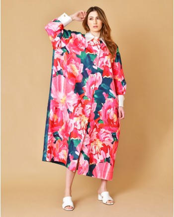 Robe longue à motif floraux Edward Achour 