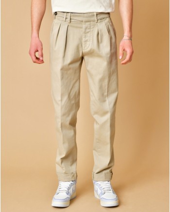 Pantalon fuselé à deux pinces beige Michael Coal