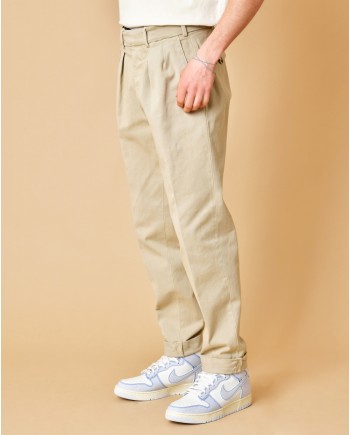 Pantalon fuselé à deux pinces beige Michael Coal