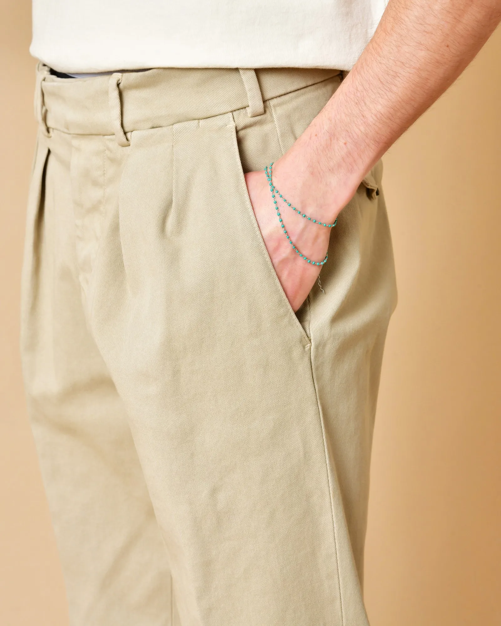 Pantalon fuselé à deux pinces beige Michael Coal