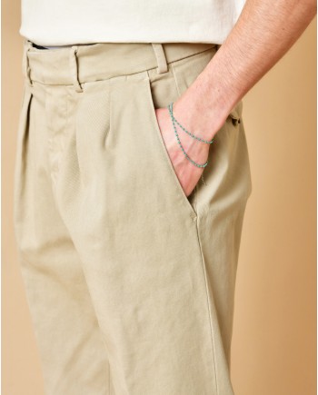 Pantalon fuselé à deux pinces beige Michael Coal