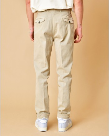 Pantalon fuselé à deux pinces beige Michael Coal