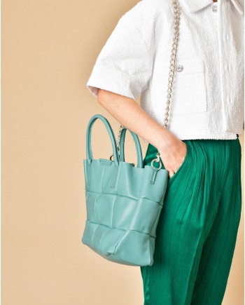 Sac à main en cuir matelassé bleu Falorni