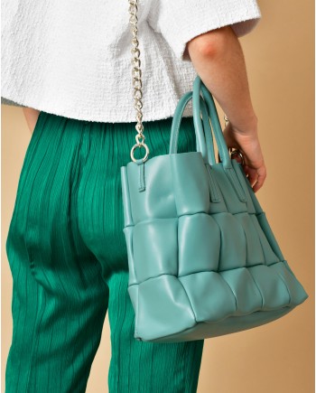 Sac à main en cuir matelassé bleu Falorni