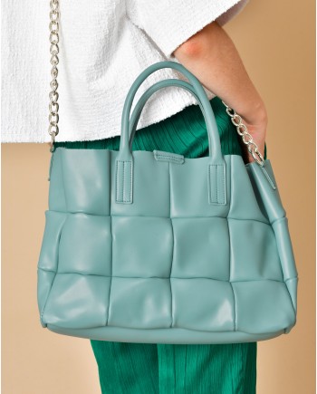 Sac à main en cuir matelassé bleu Falorni