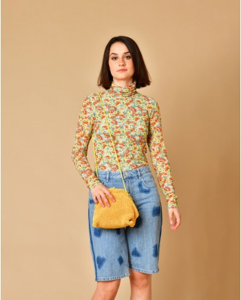 Top à col montant à imprimé fleuri Ganni 