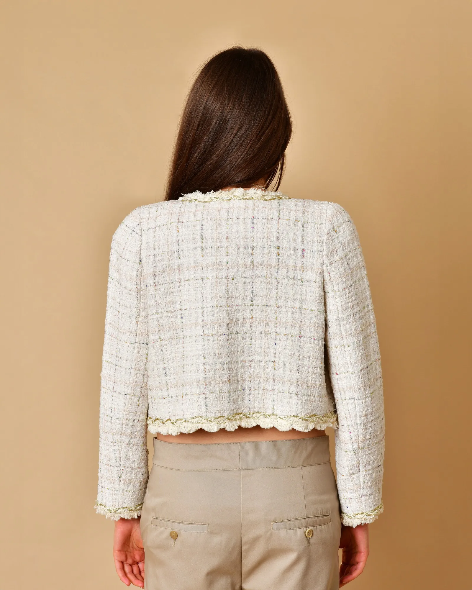 Veste en tweed beige aux fils dorés Edward Achour