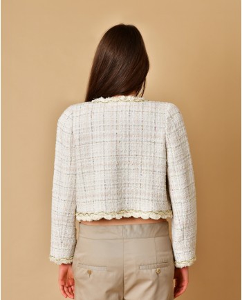 Veste en tweed beige aux fils dorés Edward Achour