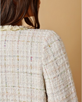 Veste en tweed beige aux fils dorés Edward Achour