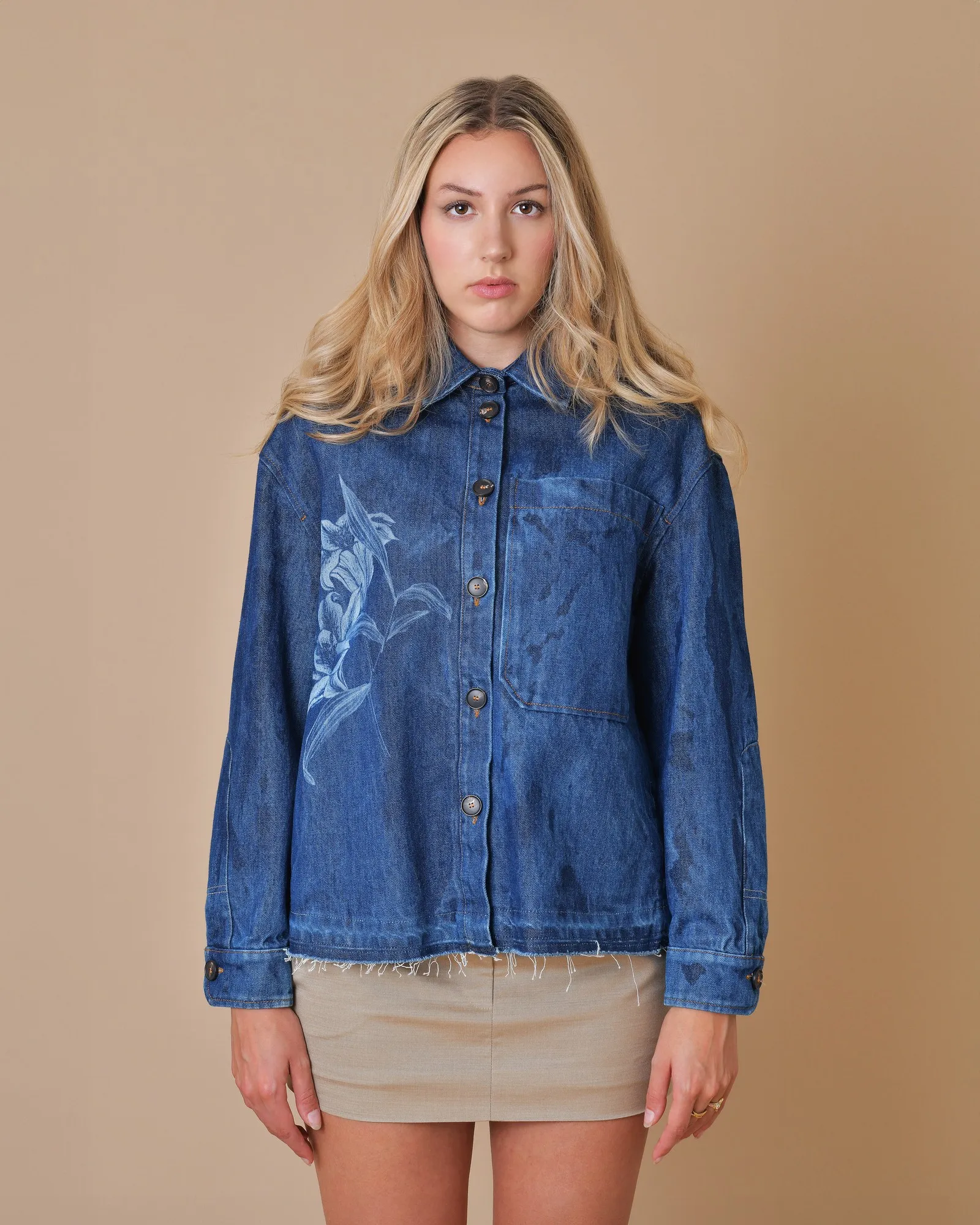 Veste en jean à imprimé fleuri T_Coat 