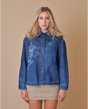 Veste en jean à imprimé fleuri T_Coat 