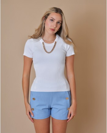 Top côtelé avec collier en chaîne dorée Edward Achour