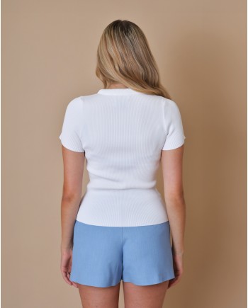 Top côtelé avec collier en chaîne dorée Edward Achour