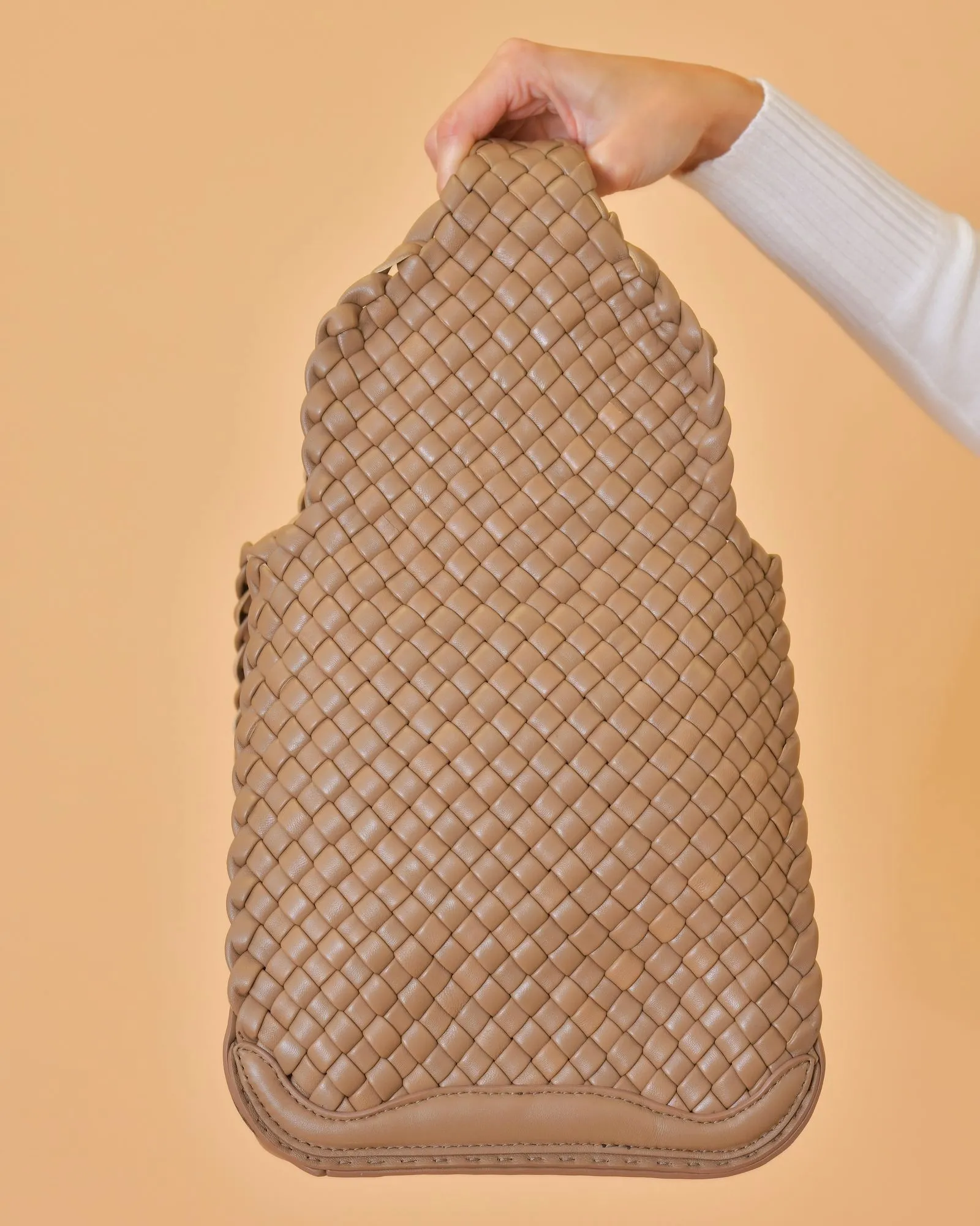 Sac en cuir tressé beige foncé Falorni