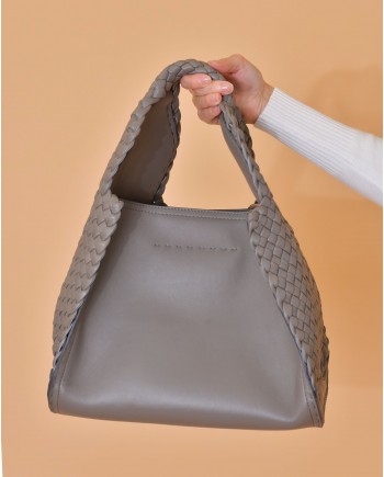 Sac en cuir tressé gris foncé Falorni 