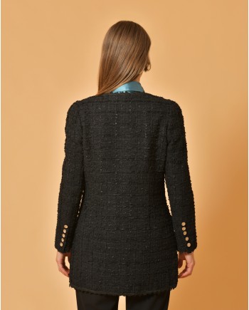 Veste en tweed noir Edward Achour 