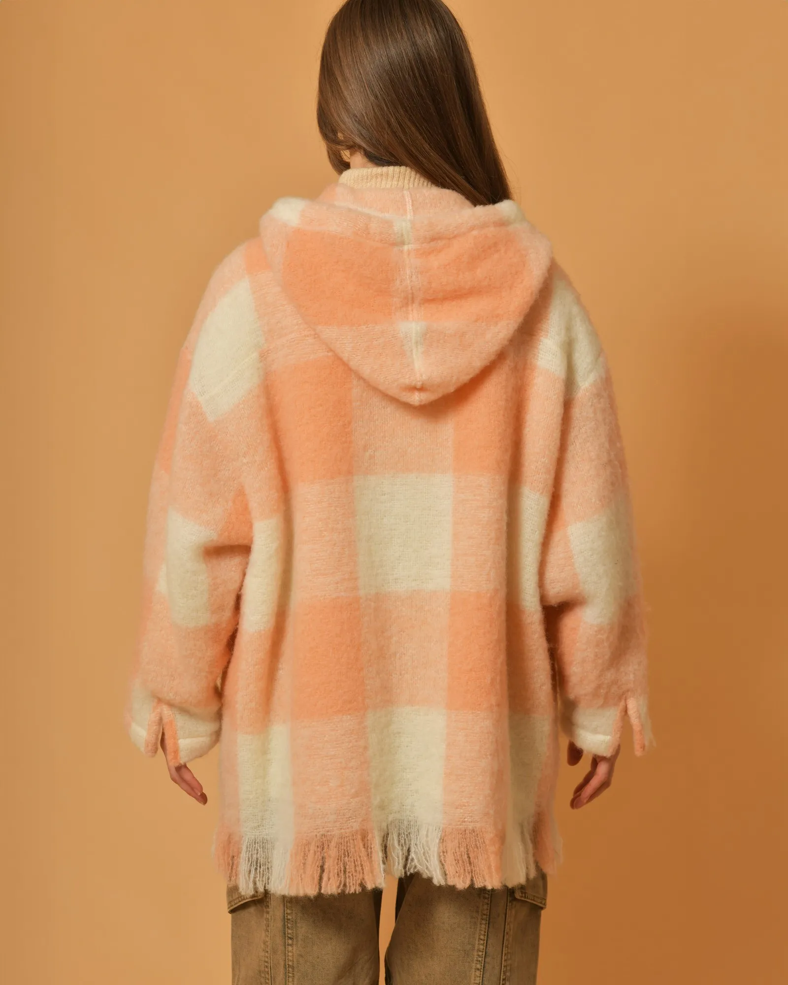 Blouson en maille duveteuse à carreaux AVN 