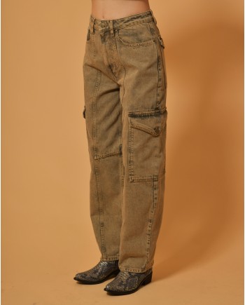 Jean cargo en coton beige Chloé Stora 