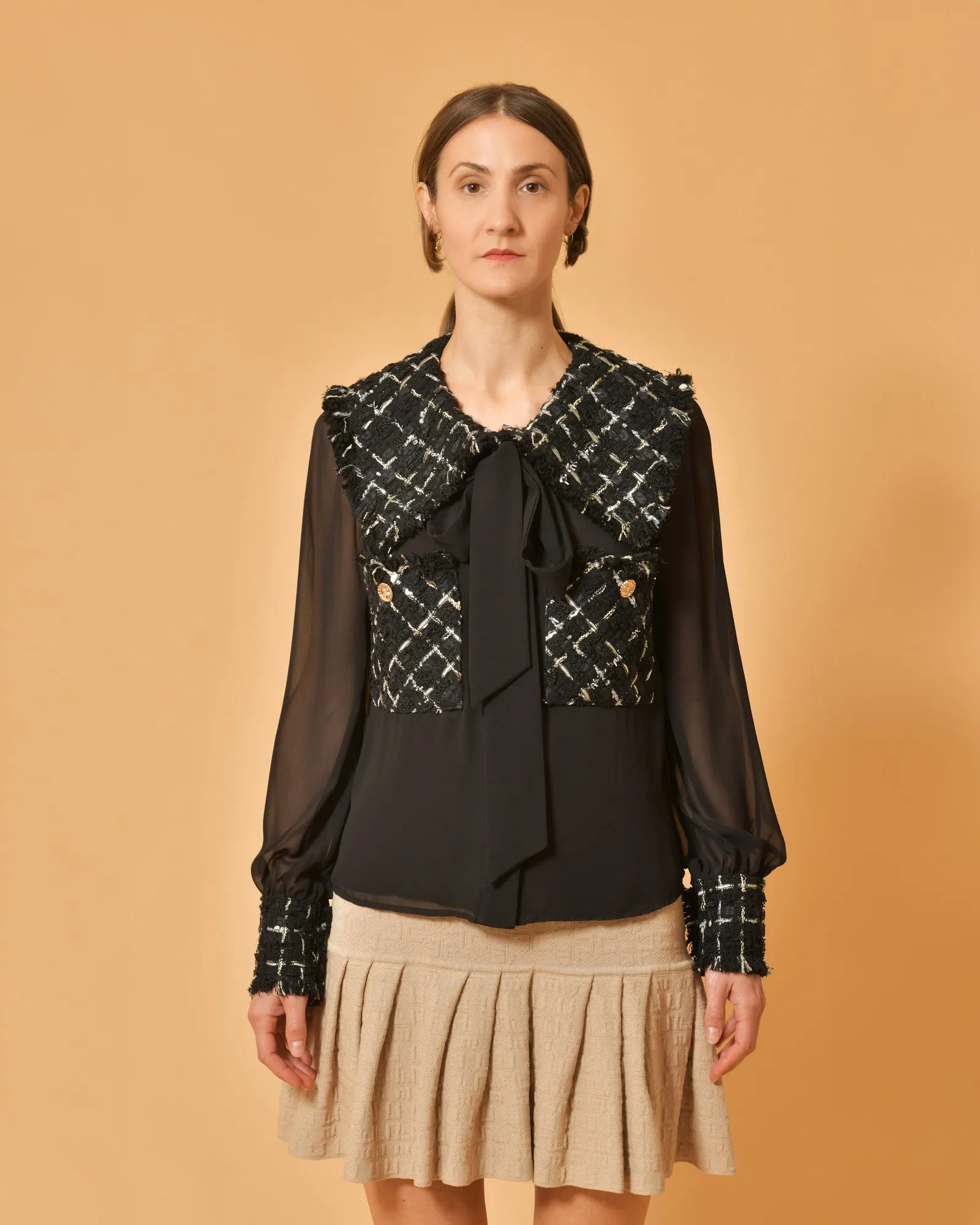 Chemisier à col marin en tweed Edward Achour