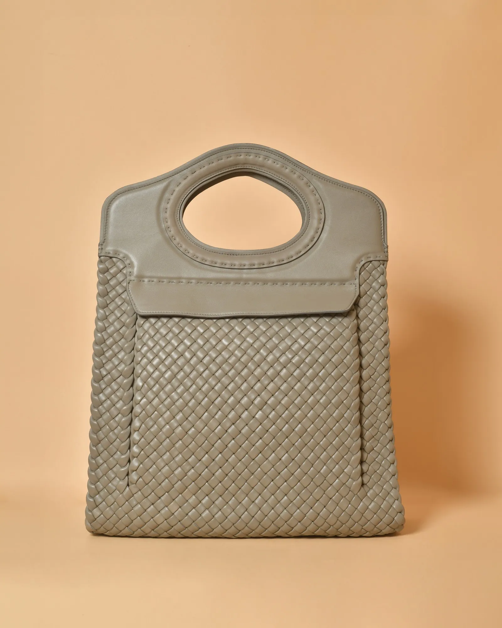 Sac en cuir tressé gris Falorni