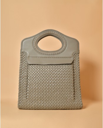 Sac en cuir tressé gris Falorni