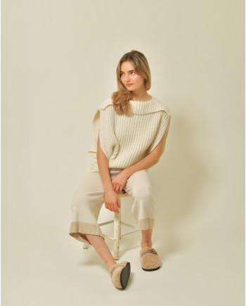 Pantalon en cachemire beige Fabiana Filippi