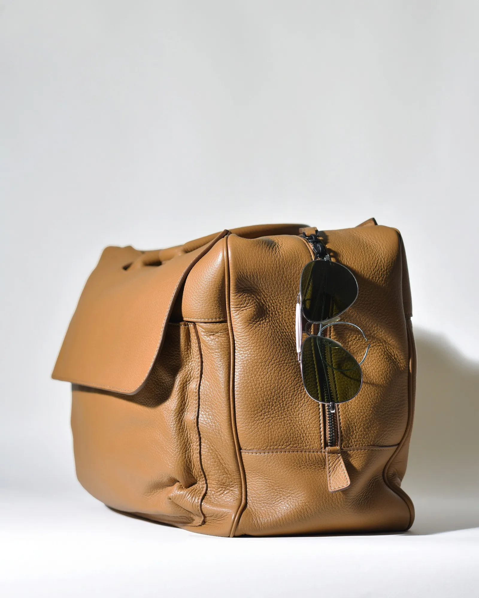 Sac à main en cuir texturé marron Falorni