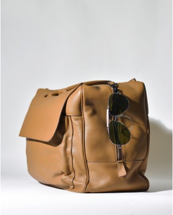 Sac à main en cuir texturé marron Falorni